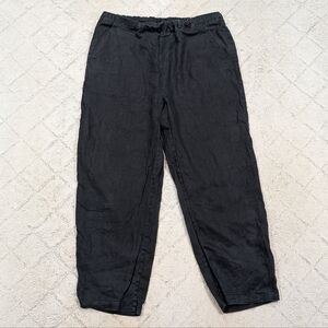 Quince Pants Womens M Black European Linen Pull On Wide Leg Minimalist